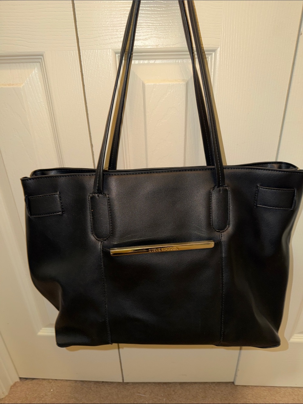 Steve Madden Black Tote with Gold Accent